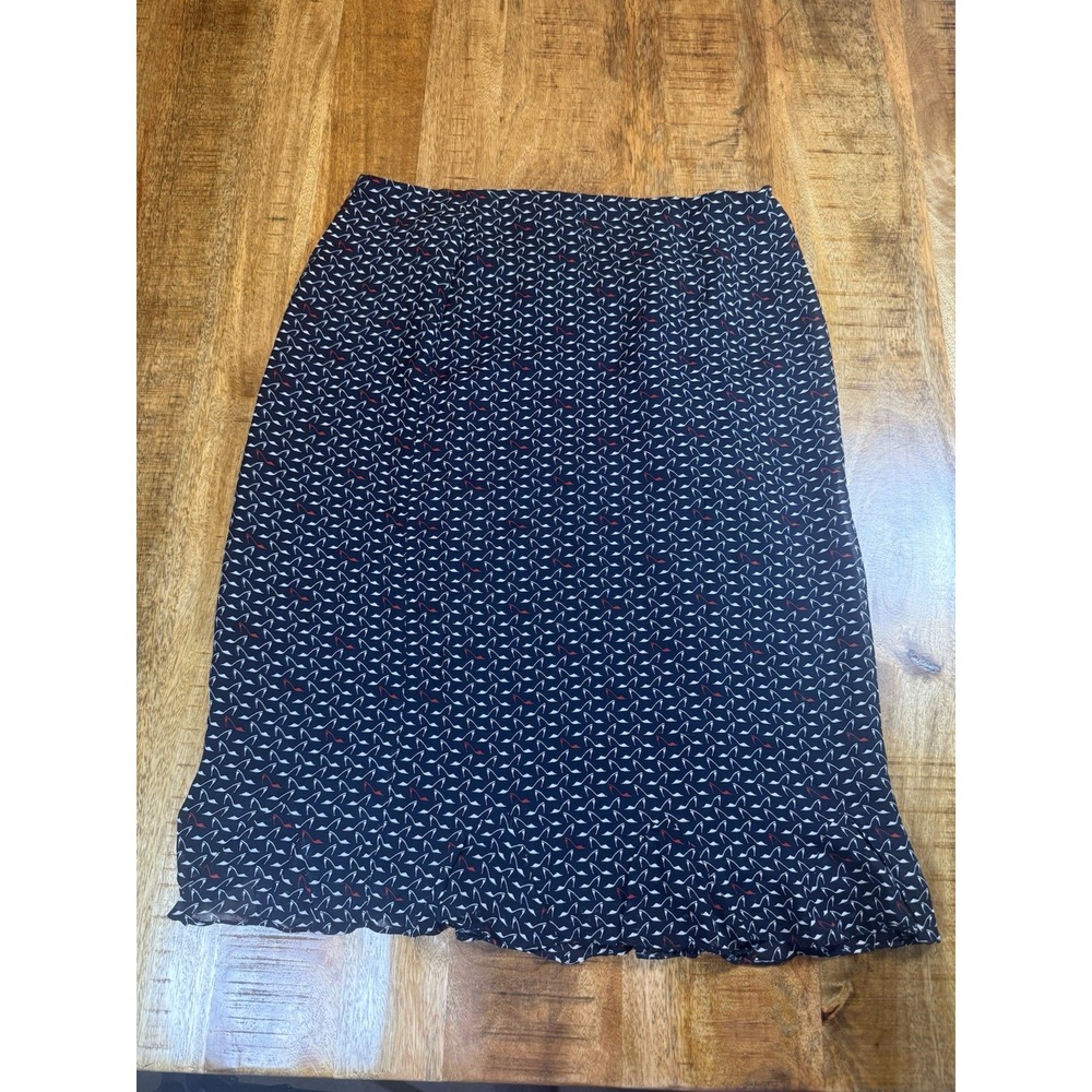 Vintage Harold's High Heel Print Midi Skirt Size 12 Black Red White Y2K 90s